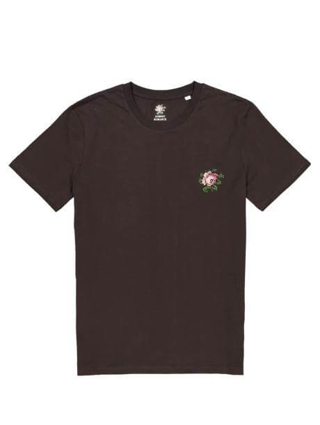 Tee-Shirt brodé "Rose" en coton bio - Chocolat - Johnny Romance