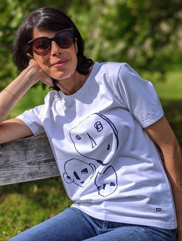 Tee-shirt Femme "Bonnes Têtes" en coton bio - Blanc