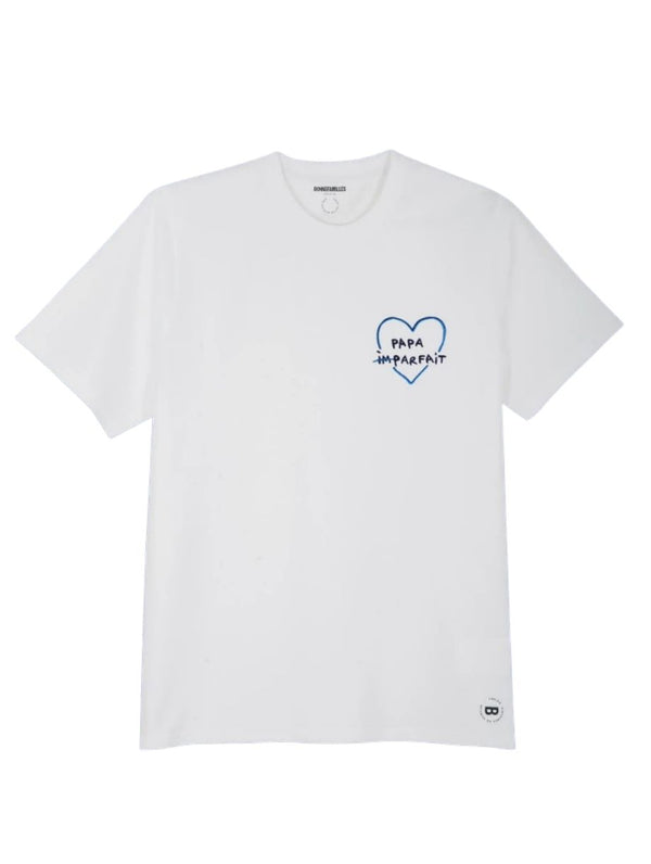 Tee-shirt Brodé “Papa (Im)parfait” en coton bio - Blanc - BONNEFAMILLES PARIS