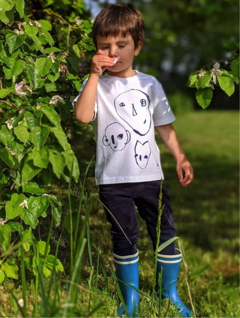 Tee-Shirt Bonnes Têtes en coton bio -Enfant - Blanc 