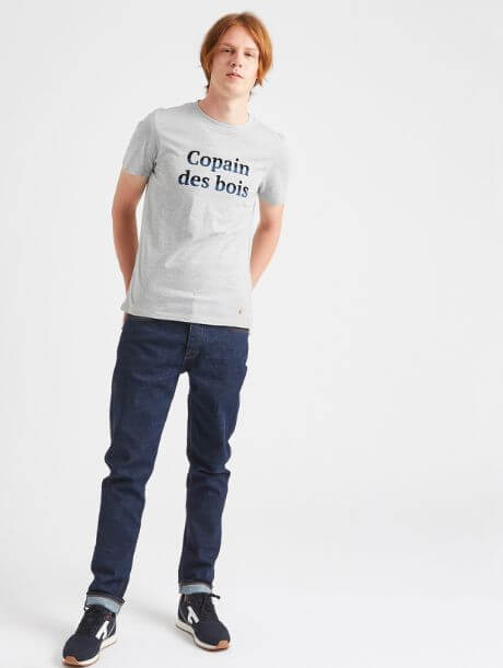Tee-shirt ARCY "Copain des Bois" en coton et coton recyclé -  Gris